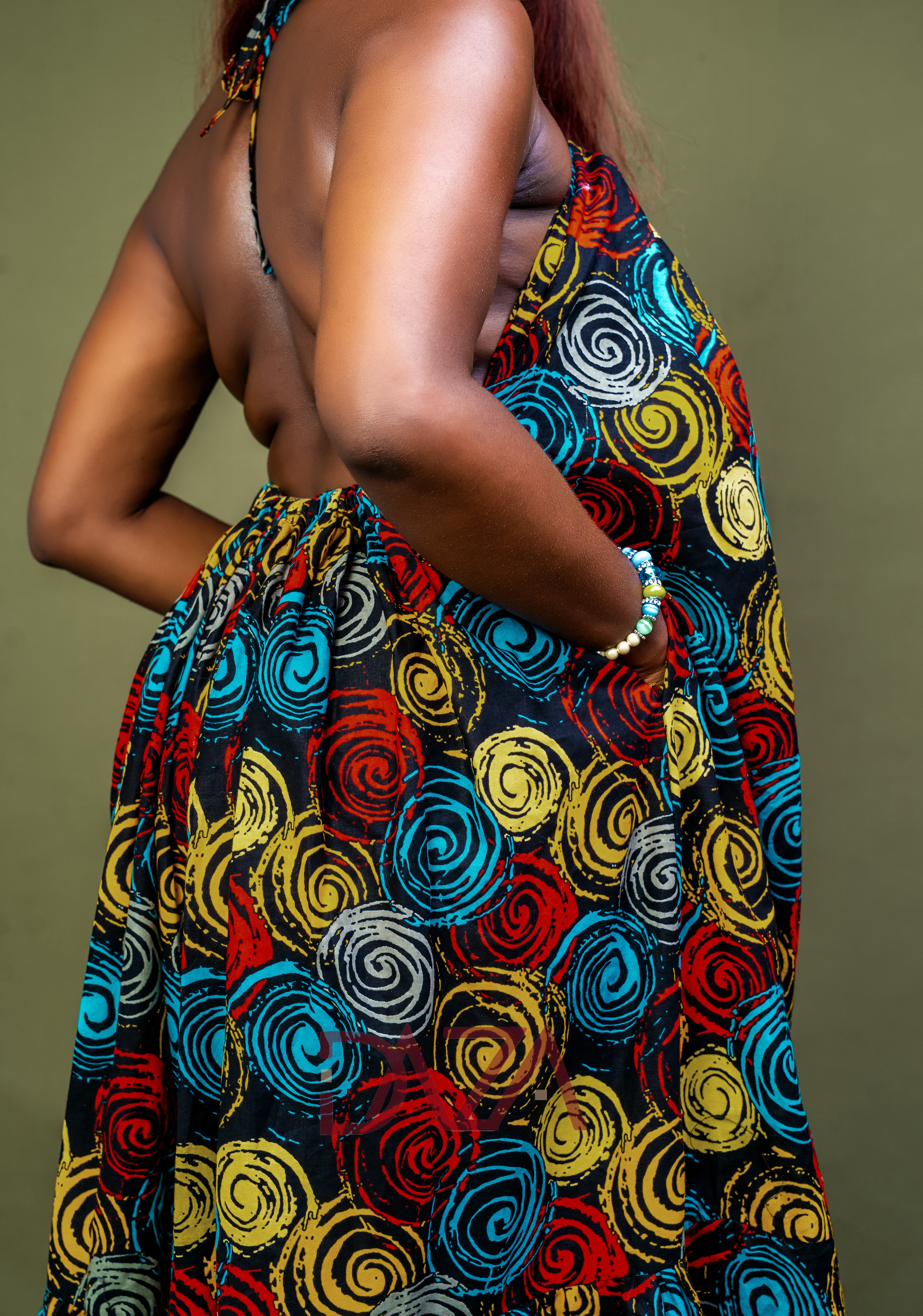 Ankara resort wear halter dress for women

Afrocentric backless maxi gown with Caribbean vibe

African maxi dress with halter neck and open back

Boho Ankara resort wear dress for women

Ankara holiday outfit for beach

Caribbean-inspired African print dress